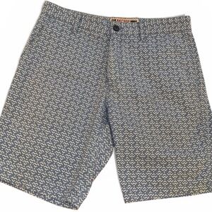 Micrós Patterned Cotton Shorts Men’s 30 Blue White Graphic Print flat front